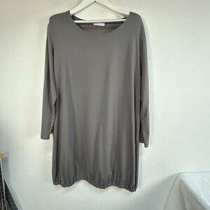 Bryn Walker Womens Organic Cotton Long Sleeve Tunic Top Large Elastic Hem Olive